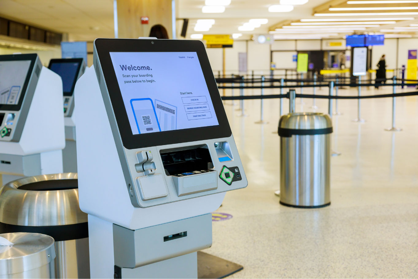 kiosk management system placed on an airport